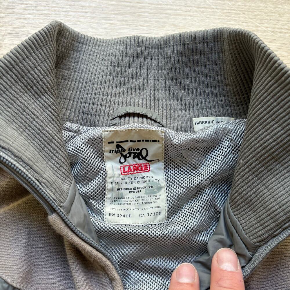 Vintage Triple 5 Soul Large Gray Full Zip Nylon Track Jacket Hip Hop Y2K - READ - Picture 4 of 7